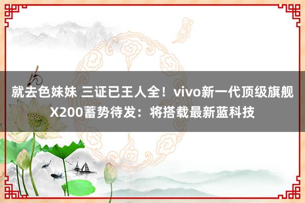 就去色妹妹 三证已王人全！vivo新一代顶级旗舰X200蓄势待发：将搭载最新蓝科技