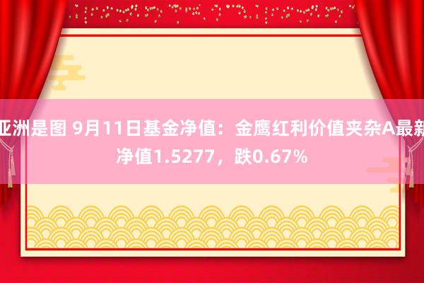 亚洲是图 9月11日基金净值：金鹰红利价值夹杂A最新净值1.5277，跌0.67%