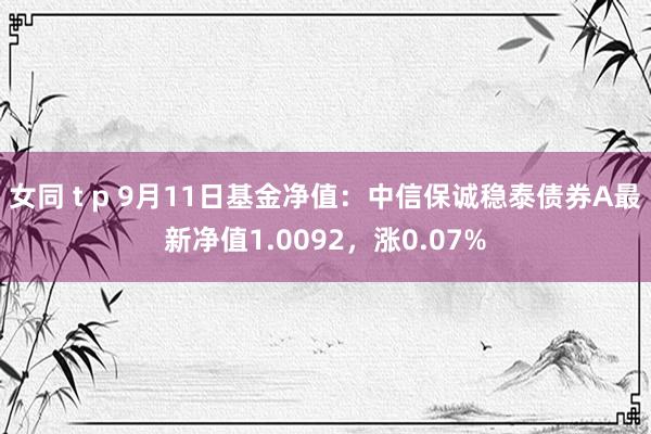 女同 t p 9月11日基金净值：中信保诚稳泰债券A最新净值1.0092，涨0.07%