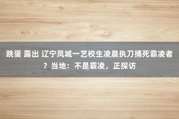 跳蛋 露出 辽宁凤城一艺校生凌晨执刀捅死霸凌者？当地：不是霸凌，正探访