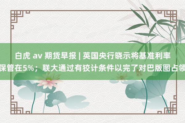 白虎 av 期货早报 | 英国央行晓示将基准利率保管在5%；联大通过有狡计条件以完了对巴版图占领