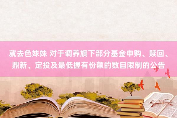 就去色妹妹 对于调养旗下部分基金申购、赎回、鼎新、定投及最低握有份额的数目限制的公告