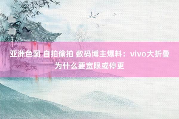 亚洲色图 自拍偷拍 数码博主爆料：vivo大折叠为什么要宽限或停更