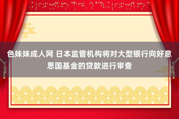 色妹妹成人网 日本监管机构将对大型银行向好意思国基金的贷款进行审查