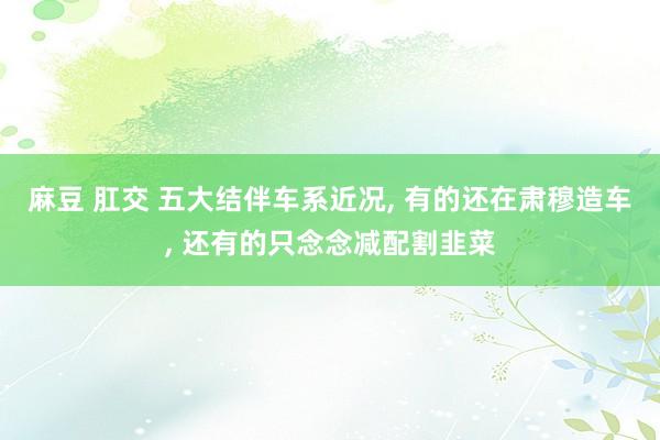 麻豆 肛交 五大结伴车系近况， 有的还在肃穆造车， 还有的只念念减配割韭菜