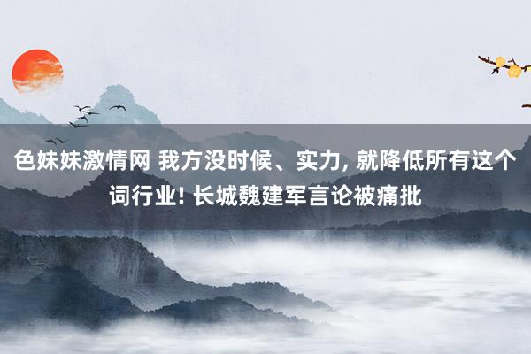 色妹妹激情网 我方没时候、实力， 就降低所有这个词行业! 长城魏建军言论被痛批