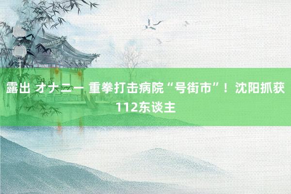 露出 オナニー 重拳打击病院“号街市”！沈阳抓获112东谈主