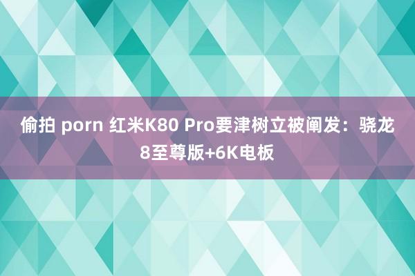 偷拍 porn 红米K80 Pro要津树立被阐发：骁龙8至尊版+6K电板