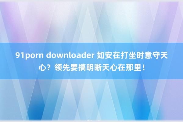 91porn downloader 如安在打坐时意守天心？领先要搞明晰天心在那里！