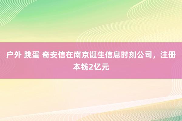 户外 跳蛋 奇安信在南京诞生信息时刻公司，注册本钱2亿元