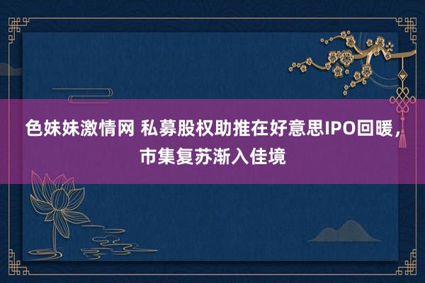 色妹妹激情网 私募股权助推在好意思IPO回暖，市集复苏渐入佳境