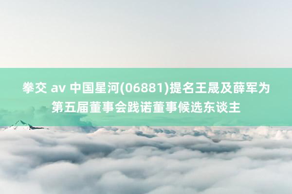 拳交 av 中国星河(06881)提名王晟及薛军为第五届董事会践诺董事候选东谈主