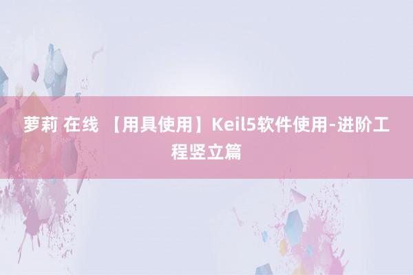 萝莉 在线 【用具使用】Keil5软件使用-进阶工程竖立篇