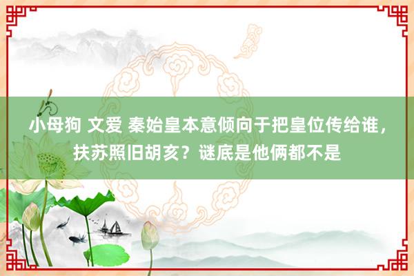 小母狗 文爱 秦始皇本意倾向于把皇位传给谁，扶苏照旧胡亥？谜底是他俩都不是