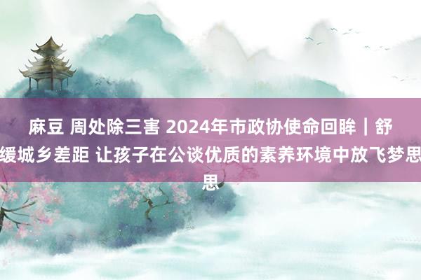 麻豆 周处除三害 2024年市政协使命回眸｜舒缓城乡差距 让孩子在公谈优质的素养环境中放飞梦思